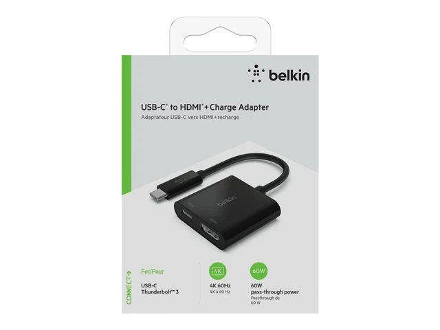 Belkin Adaptateur USB-C HDMI, 60W, noir