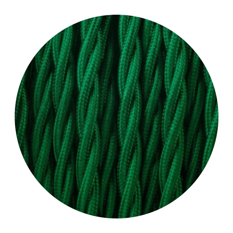 Câble en tissu tressé Vert italien torsadé à 2 conducteurs, câble d'éclairage électrique ~1555