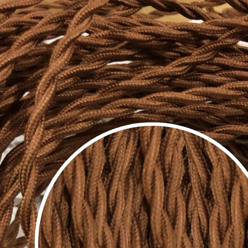LEDSone Câble Textile Torsadé Marron 2 Fils (2x0,75mm²) - Vintage ~ 3214