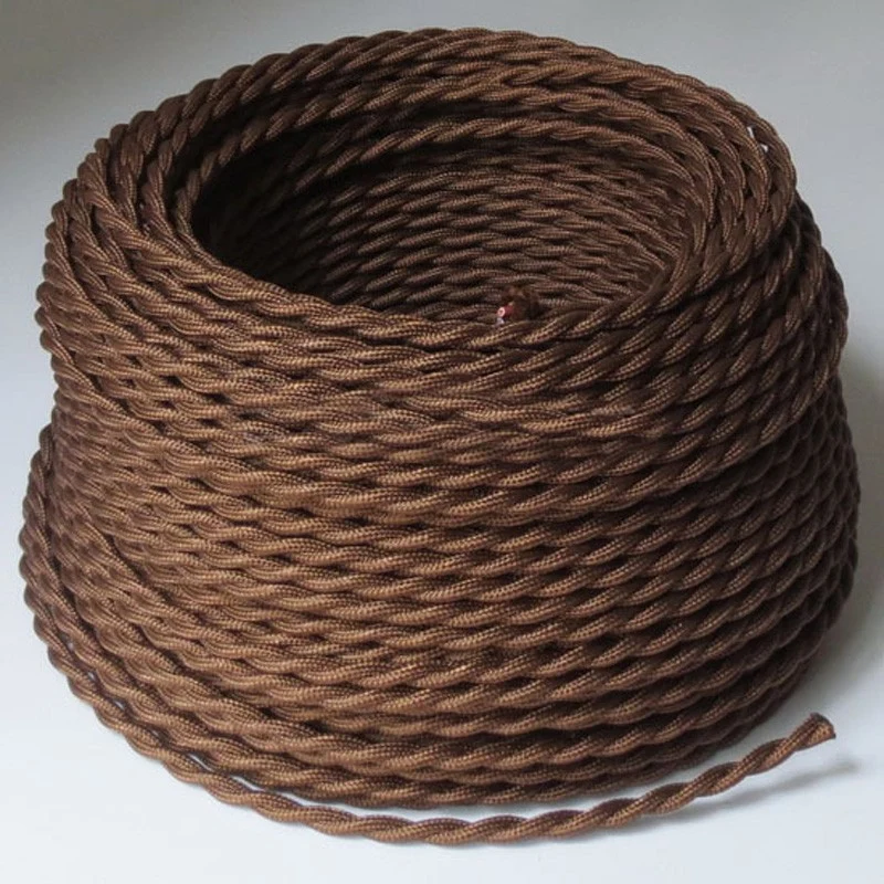 LEDSone Câble Textile Torsadé Marron 2 Fils (2x0,75mm²) - Vintage ~ 3214