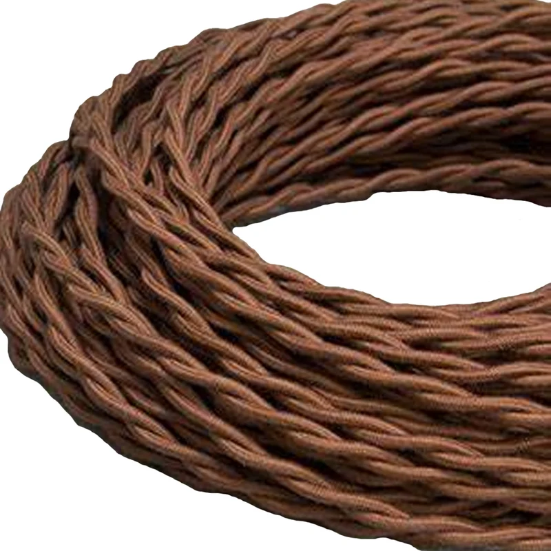 LEDSone Câble Textile Torsadé Marron 2 Fils (2x0,75mm²) - Vintage ~ 3214