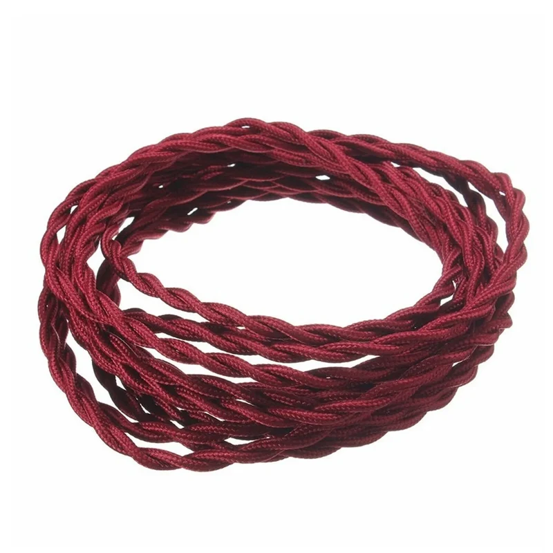Câble électrique torsadé 1/5/10 m 3 cœurs tissu couleur bordeaux massif 0,75 mm ~ 4815