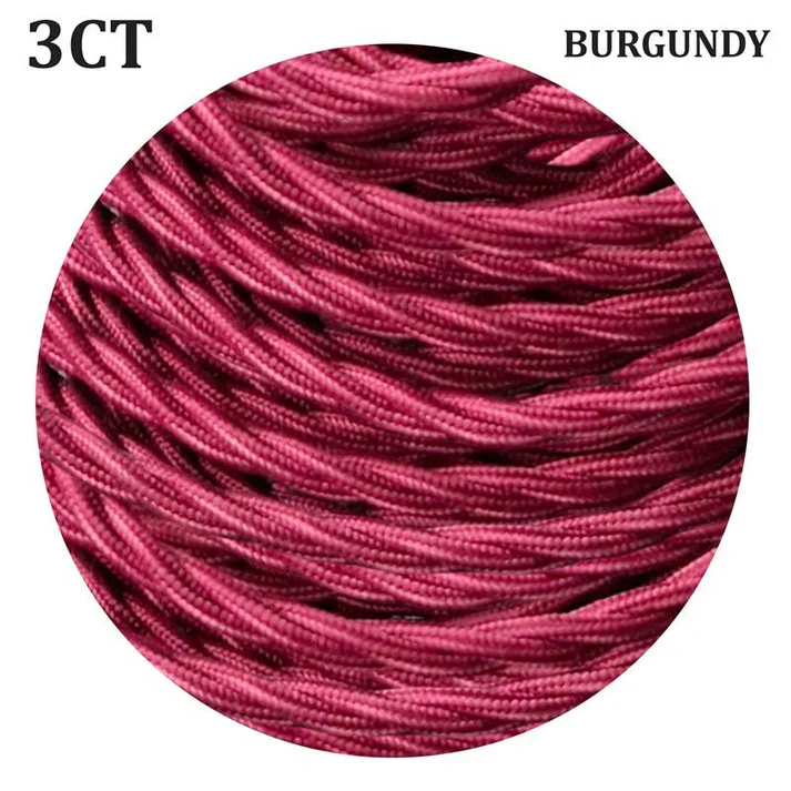 Câble électrique torsadé 1/5/10 m 3 cœurs tissu couleur bordeaux massif 0,75 mm ~ 4815