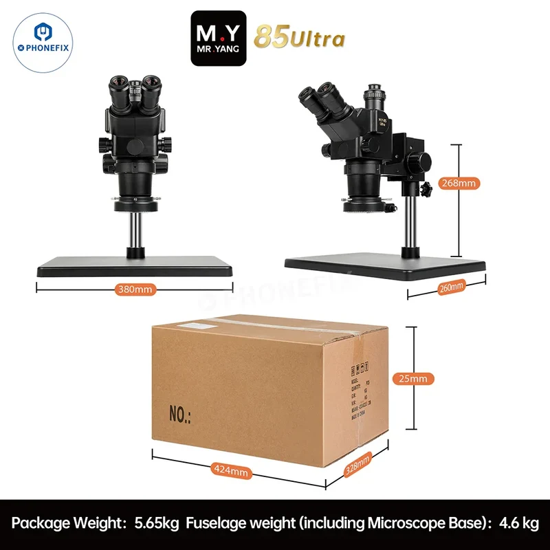 Microscope YCS Mr.Yang 85 Ultra HD pour la réparation de soudures électroniques et de circuits imprimés