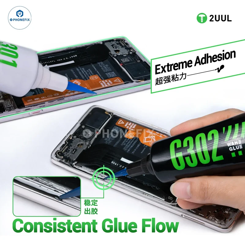 Colle 2UUL G301 G302 WAHE pour écran de téléphone à bords étroits