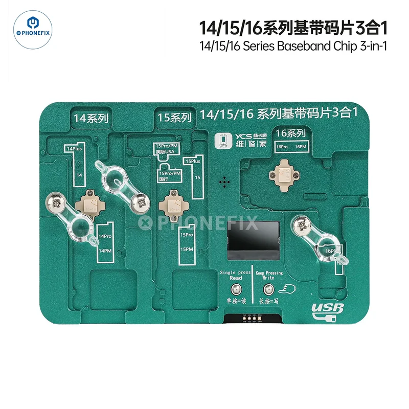 Programmateur de lecture et d'écriture EEPROM de bande de base 3-en-1 YCS pour iPhone 14/15/16