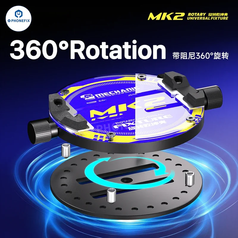 MECHANIC MK2 Support rotatif universel en verre pour la réparation de circuits imprimés de téléphones