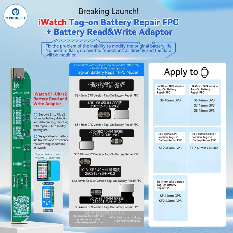 Adaptateur JCID iWatch Tag-on pour la réparation de la batterie FPC+ et l'autonomie de la batterie