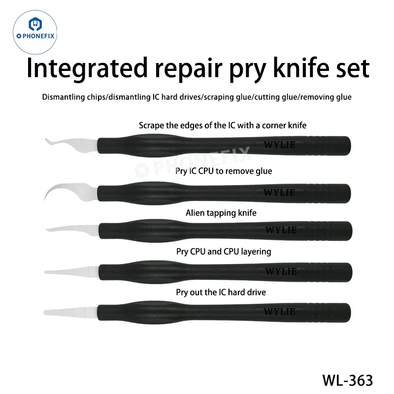 Couteau de réparation intégré WYLIE WL-363, kit 5 en 1 pour la réparation de téléphones