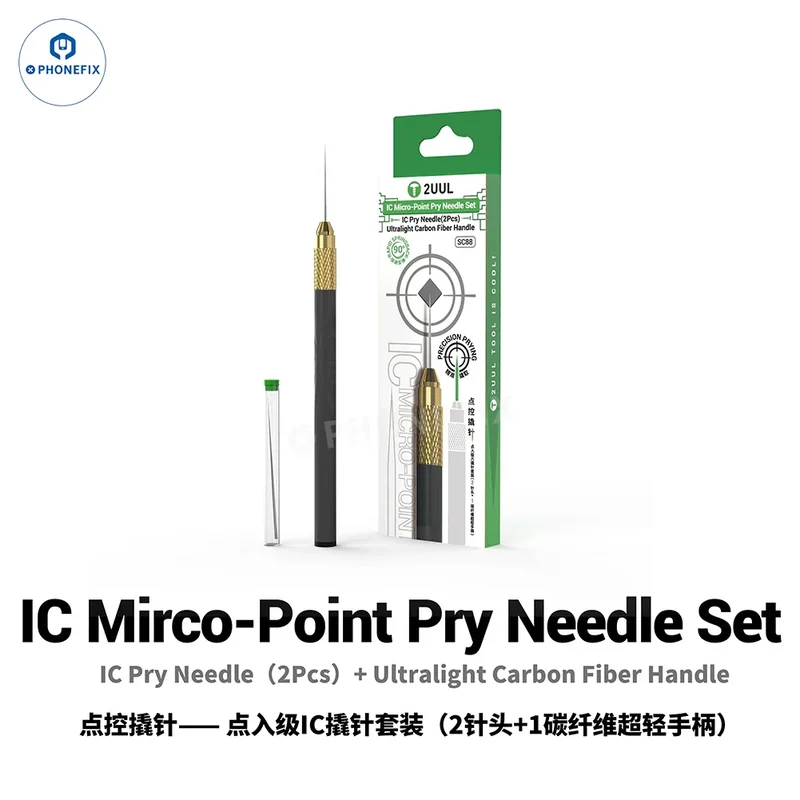 Aiguille de micro-pointe 2UUL IC avec manche en carbone pour la réparation de téléphones