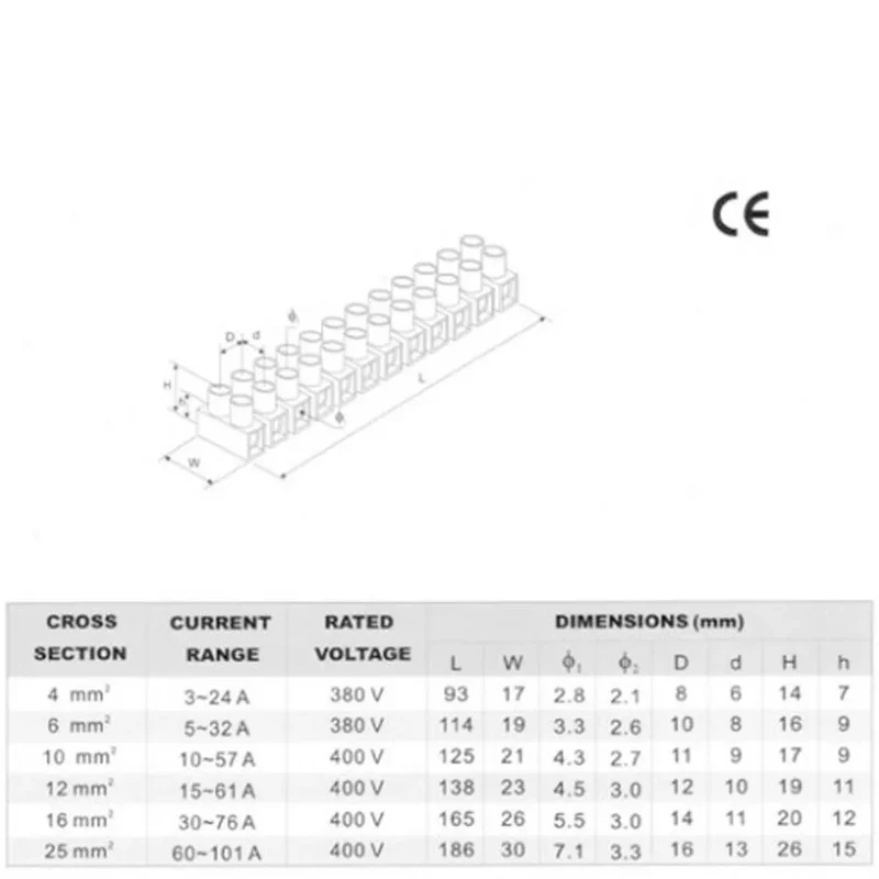 Connecteur borne fil électrique 12 voies bloc cale d'éclairage 3A-60A ~2227