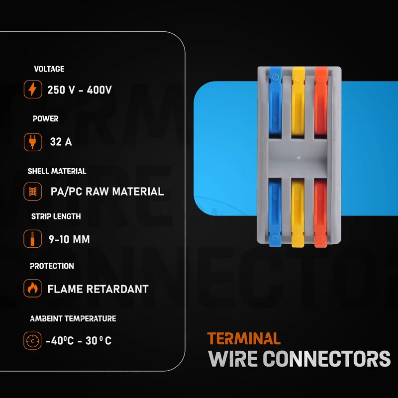 Connecteur Électrique Rapide 3 Voies à Levier – Clipsable et Réutilisable ~2038