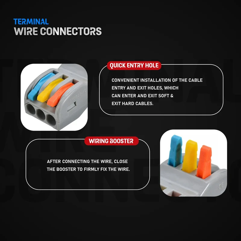 Connecteur Électrique Rapide 3 Voies à Levier – Clipsable et Réutilisable ~2038