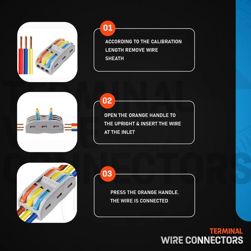 Connecteur Électrique Rapide 3 Voies à Levier – Clipsable et Réutilisable ~2038