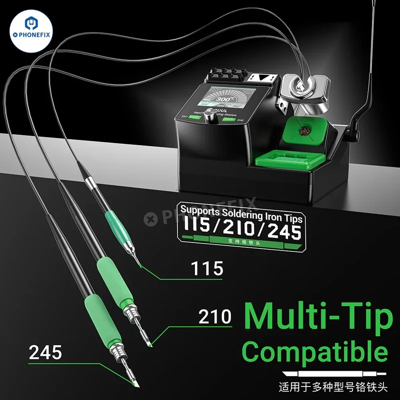 La station de soudage NextTip 2UUL NT210 est compatible avec les pannes C210, C115 et C245.