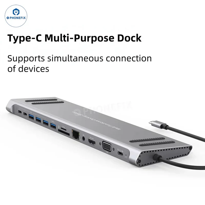 Station d'accueil 14 en 1 USB-C avec charge rapide PD pour ordinateur portable MacBook