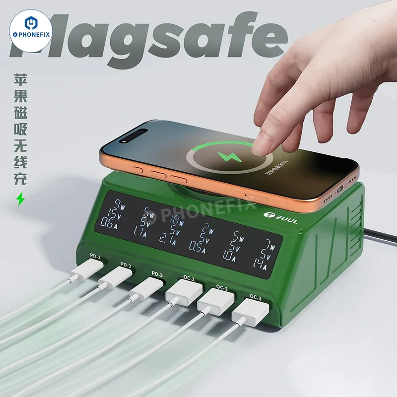 Station de recharge sans fil multiport 2UUL PC11 pour la réparation de téléphones portables