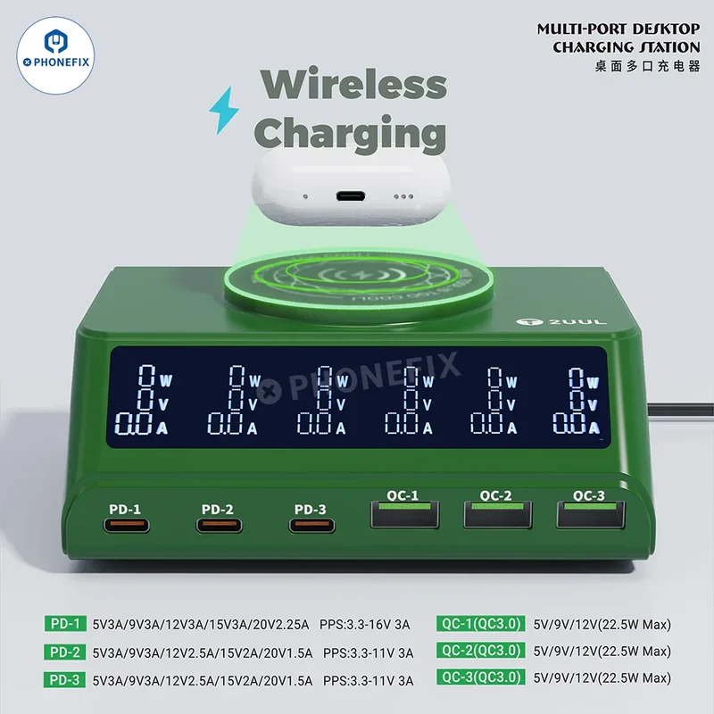 Station de recharge sans fil multiport 2UUL PC11 pour la réparation de téléphones portables