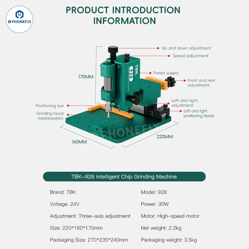 Machine de meulage de puces CPU pour cartes mères de téléphones intelligents TBK 928