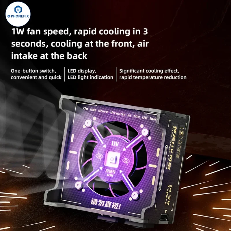 Ventilateur UV YCS Divine Dragon avec refroidissement et polymérisation 2 en 1 pour la réparation de téléphones