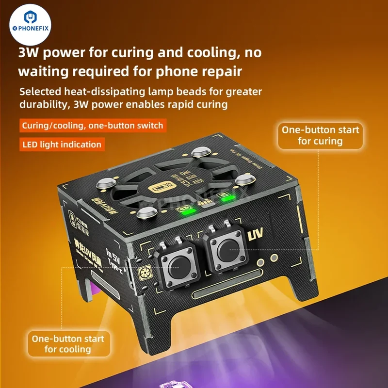 Ventilateur UV YCS Divine Dragon avec refroidissement et polymérisation 2 en 1 pour la réparation de téléphones
