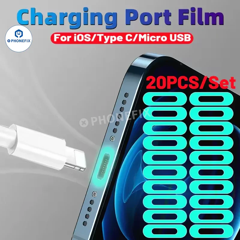 Film protecteur lumineux pour port de charge de téléphones portables
