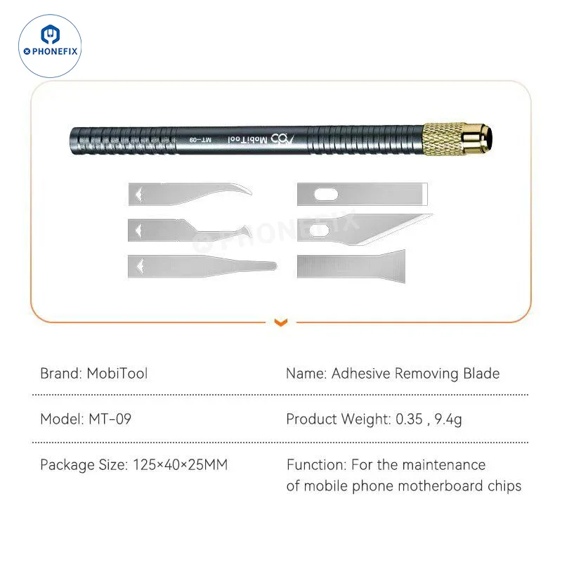 Kit de lames de retrait de colle pour circuits imprimés de téléphone MobiTool MT-09