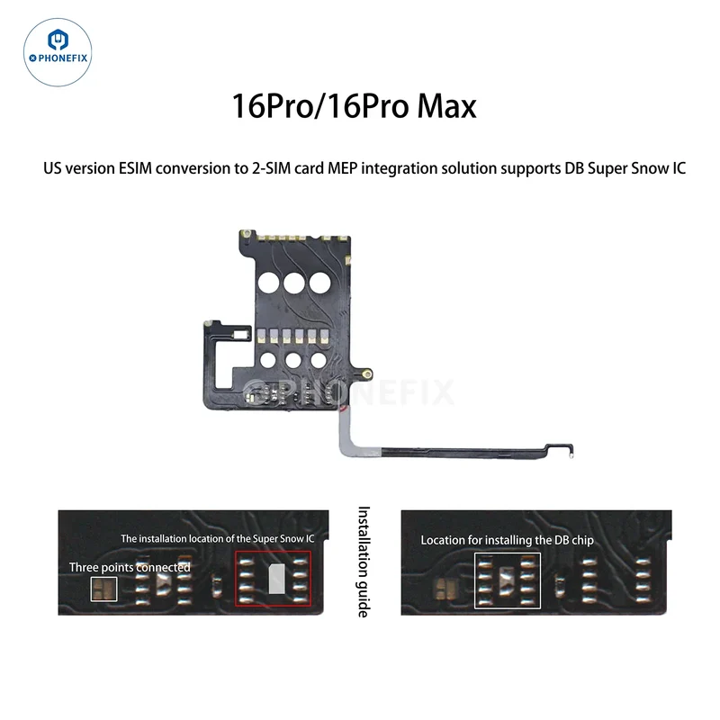 Kit WYLIE iPhone 14-17 eSIM vers 2 SIM MEP compatible avec la puce DB UltraSnow