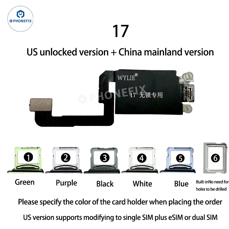 Kit WYLIE iPhone 14-17 eSIM vers 2 SIM MEP compatible avec la puce DB UltraSnow