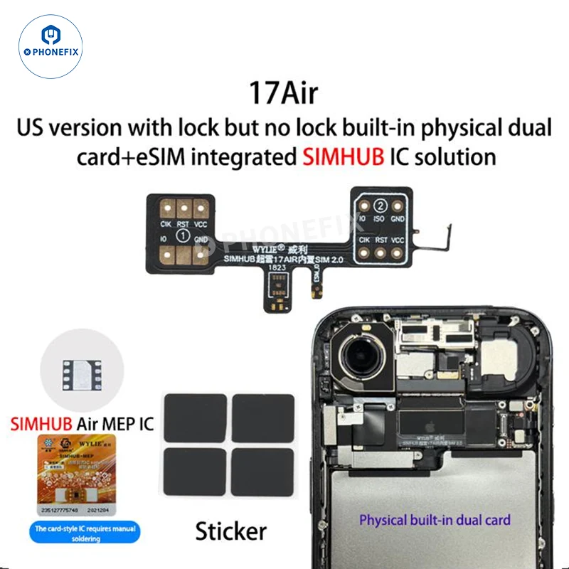 Kit WYLIE iPhone 14-17 eSIM vers 2 SIM MEP compatible avec la puce DB UltraSnow
