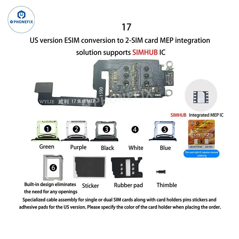 Kit WYLIE iPhone 14-17 eSIM vers 2 SIM MEP compatible avec la puce DB UltraSnow