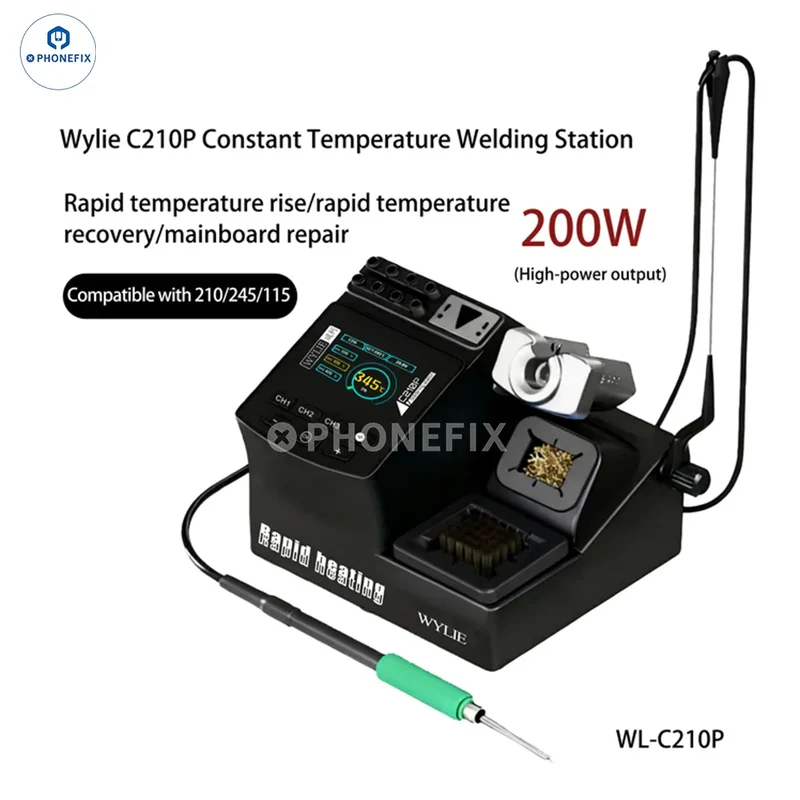 Station de soudage intelligente WYLIE C210P 200W pour la réparation de téléphones portables