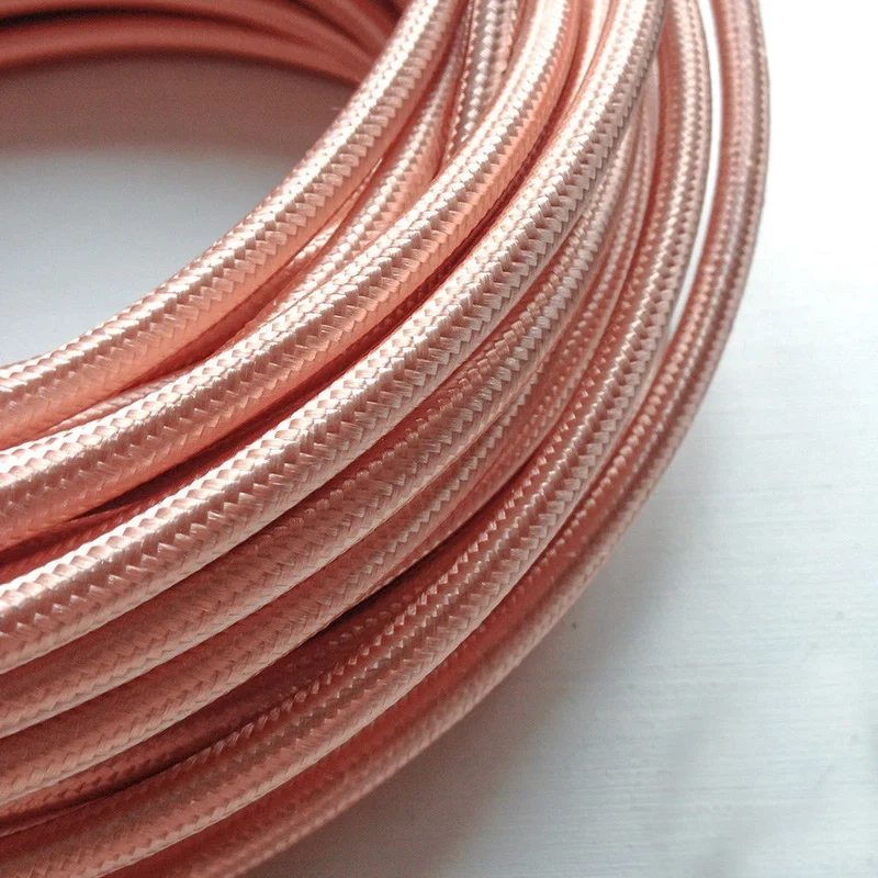 Câble flexible 1M/5M/10M 3 cœurs rond tissu tressé vintage or rose 0.75 mm ~ 3045