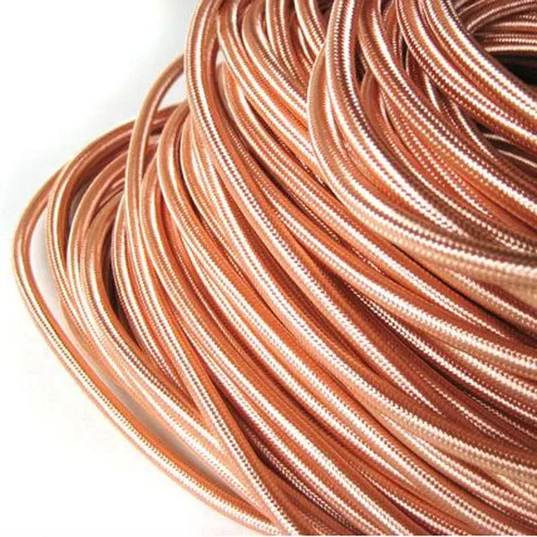 Câble flexible 1M/5M/10M 3 cœurs rond tissu tressé vintage or rose 0.75 mm ~ 3045