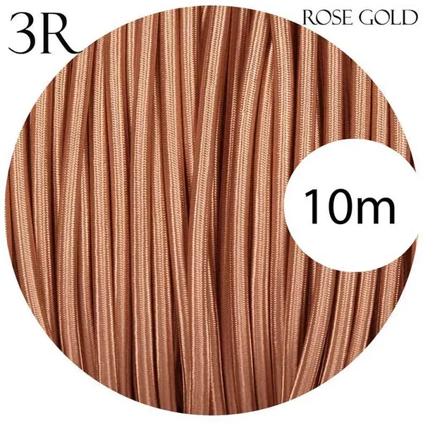Câble flexible 1M/5M/10M 3 cœurs rond tissu tressé vintage or rose 0.75 mm ~ 3045