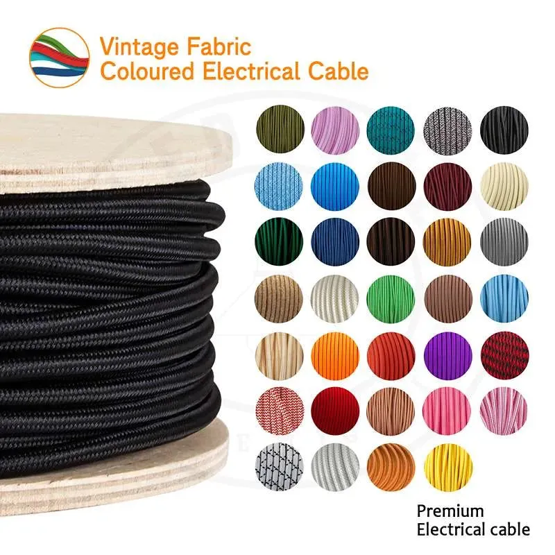 Câble flexible rond en tissu tressé Vintage, 1M/5M/10M, 3 cœurs, noir sarcelle, 0.75mm ~ 4551