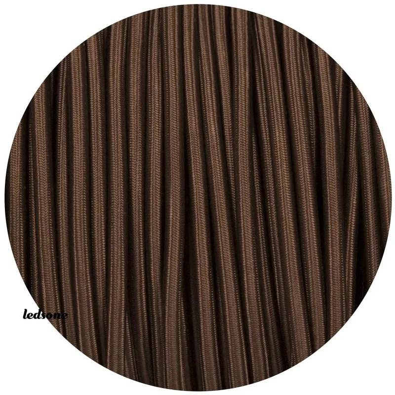 LEDSone Câble Électrique Textile Marron Foncé 3x0,75 mm² Rond ~3037