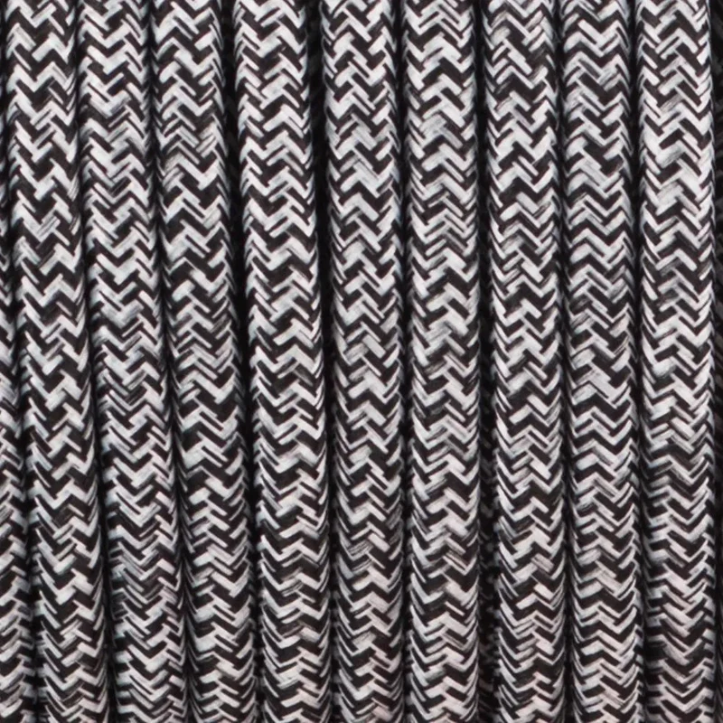 1M/5M/10M 3 Noyaux Rond Vintage Tissu Tressé Noir+Blanc+Gris Multi Tweed Couleur Câble Flex 0,75mm-2993