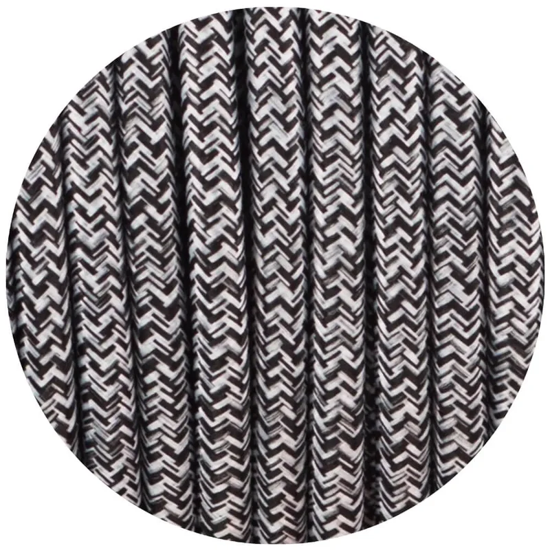 1M/5M/10M 3 Noyaux Rond Vintage Tissu Tressé Noir+Blanc+Gris Multi Tweed Couleur Câble Flex 0,75mm-2993