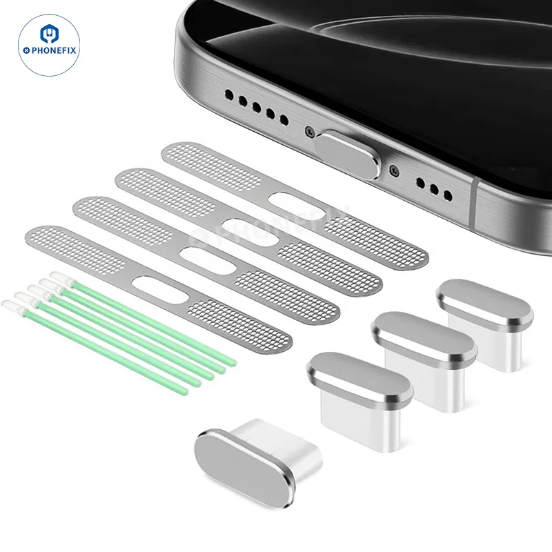 Cache anti-poussière pour haut-parleur USB-C avec grille de protection pour iPhone 17/16/15 et Android