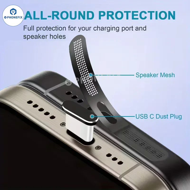 Cache anti-poussière pour haut-parleur USB-C avec grille de protection pour iPhone 17/16/15 et Android