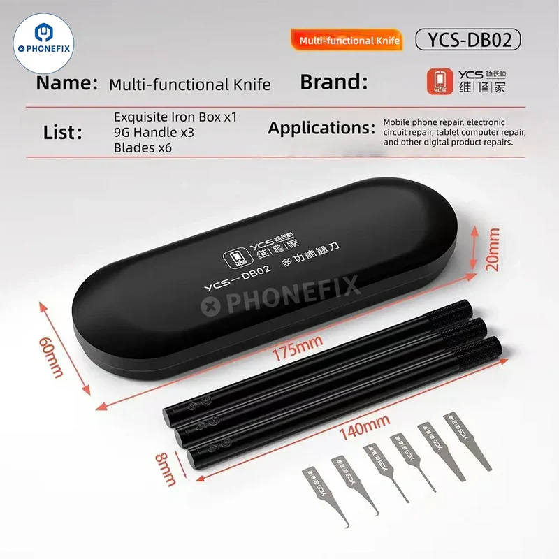 Jeu de lames de spudger YCS DB02 pour retirer la colle du processeur Nand IC du téléphone