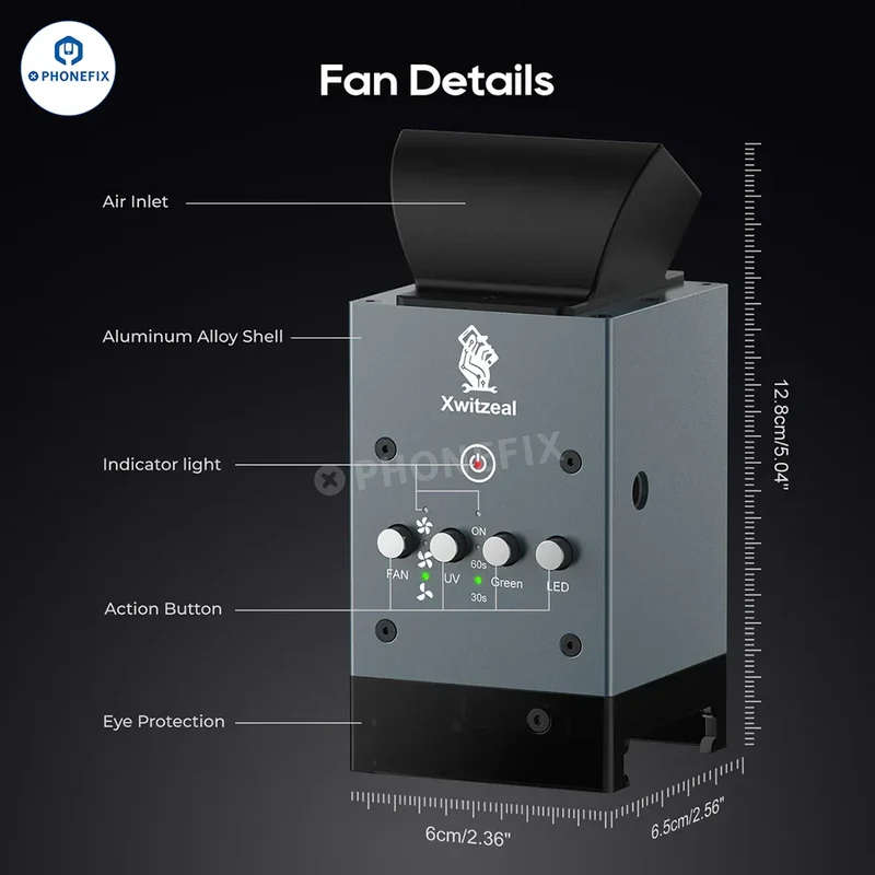 Ventilateur de refroidissement à séchage UV XwitZeal FAN1 pour réparation de circuits intégrés de carte mère de téléphone