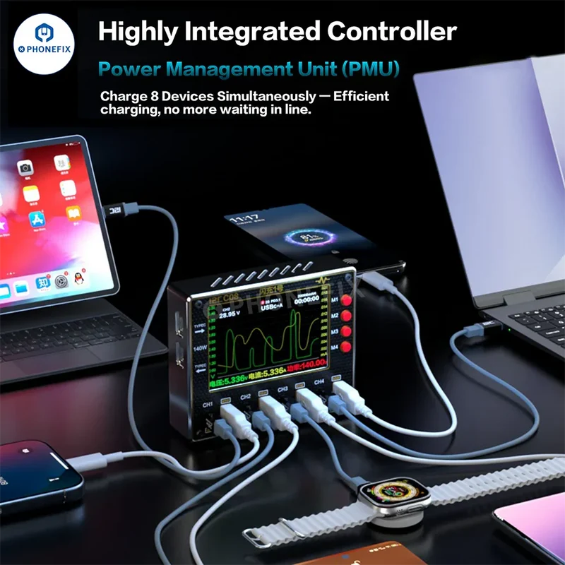 Chargeur rapide i2C C08 à 8 ports pour téléphone et ordinateur portable