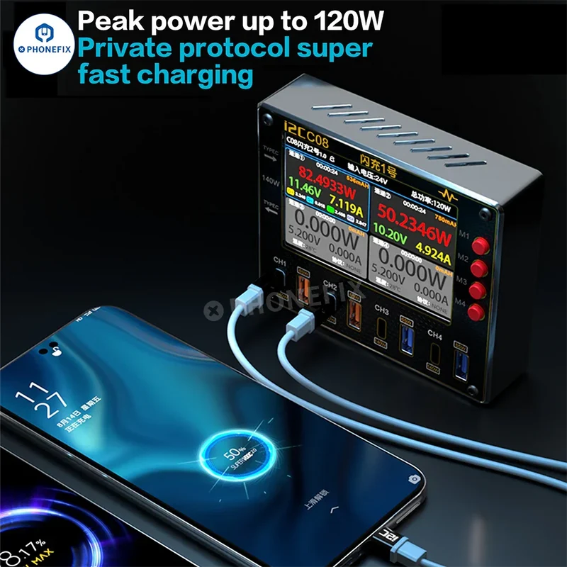 Chargeur rapide i2C C08 à 8 ports pour téléphone et ordinateur portable