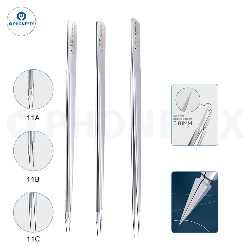 Pince à épiler 11D en acier inoxydable XZZ SS-11A SS-11B 3C pour réparation de téléphone
