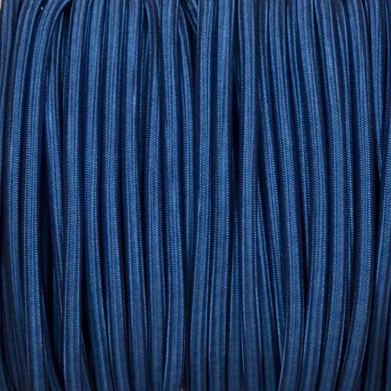 Câble flexible 10m 3 cœurs rond tissu tressé vintage bleu foncé 0,75mm-4560