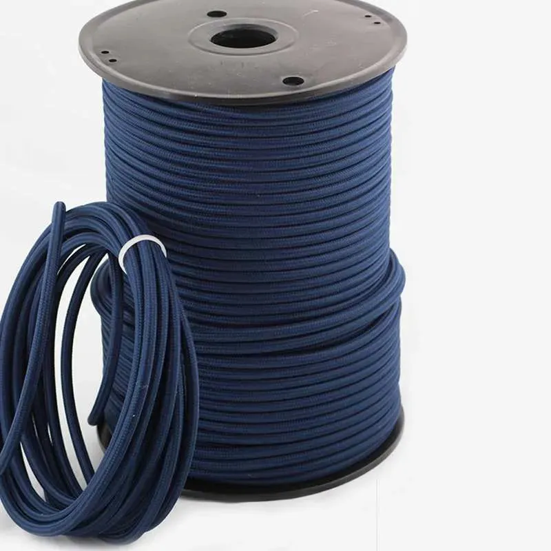 Câble flexible 10m 3 cœurs rond tissu tressé vintage bleu foncé 0,75mm-4560