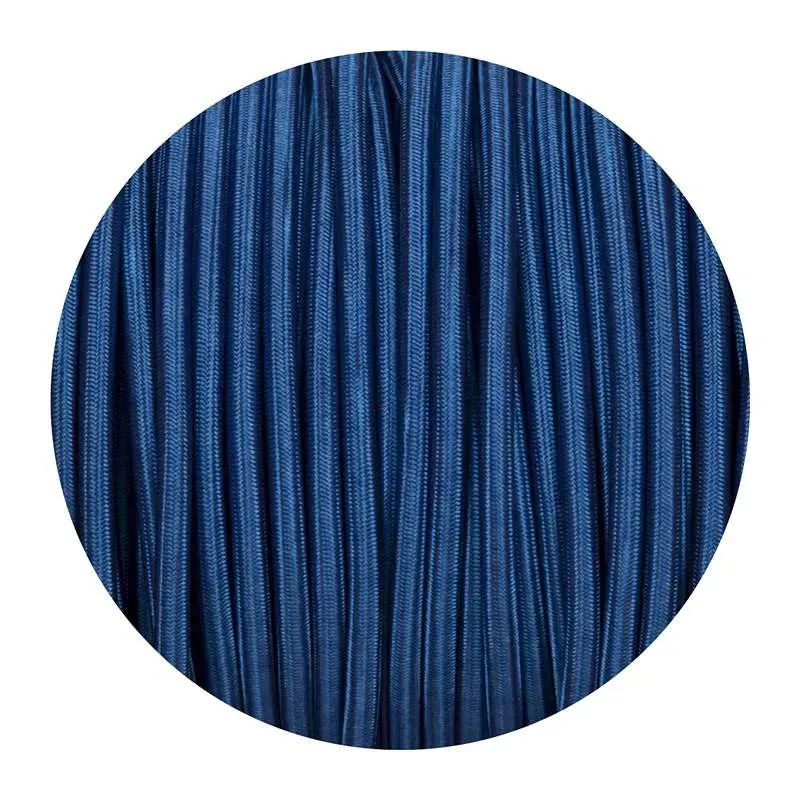 Câble flexible 10m 3 cœurs rond tissu tressé vintage bleu foncé 0,75mm-4560
