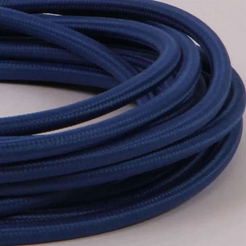 Câble flexible 10m 3 cœurs rond tissu tressé vintage bleu foncé 0,75mm-4560